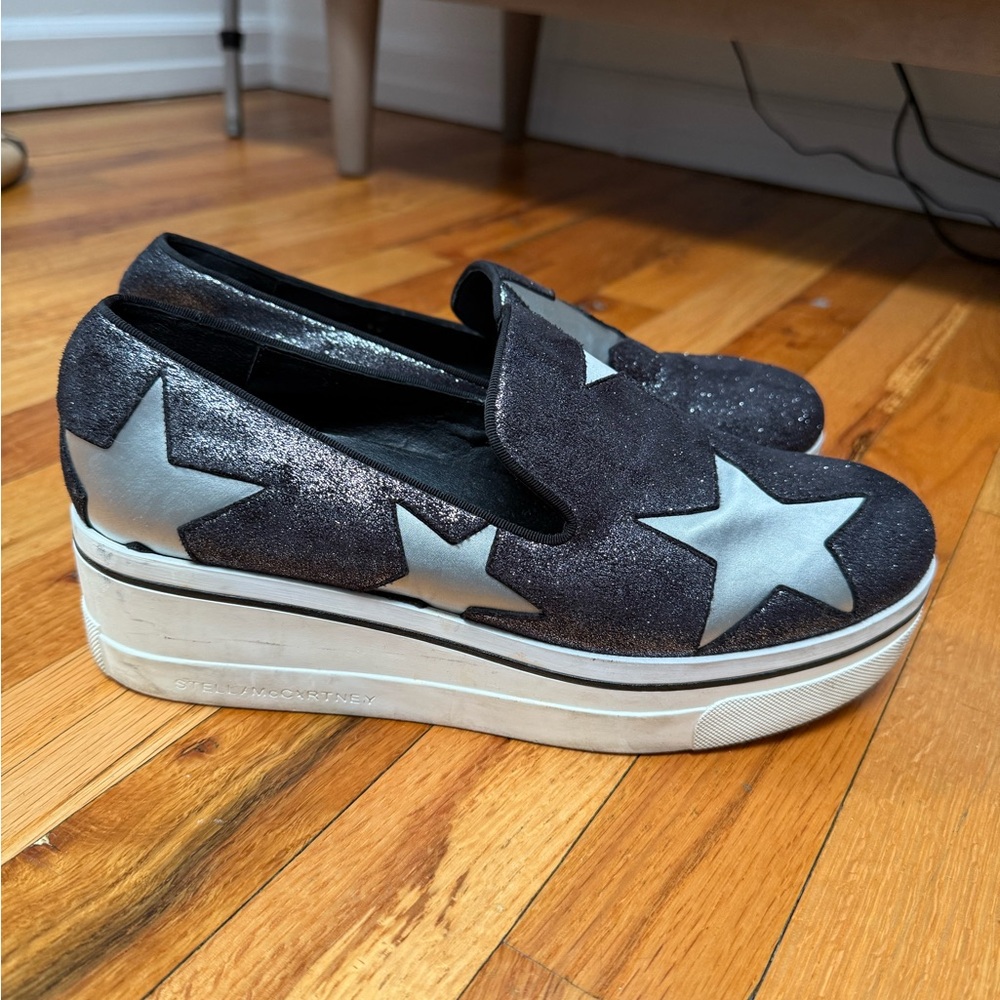 Stella McCartney Black and Silver Platform Shoes